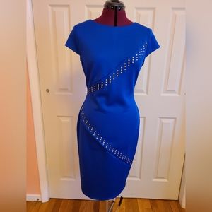 Blue Dress with Goldtone Stud Accents by Thalia Sodi